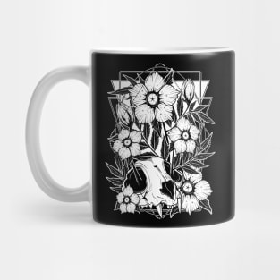 Cat skull and pretty flowers Mug